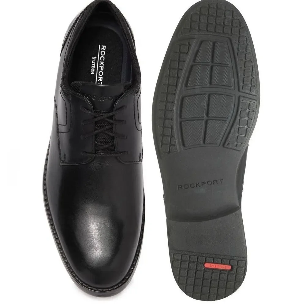 Rockport Trutrech Bryant Plain Toe Oxford Black Leather Shoe Size 11 NWOB